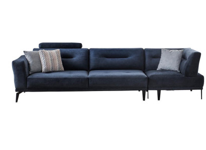  Modern 4-Sitzer Massive Luxus Sofa Blau Wohnzimmer Stoffsofa Design Modern